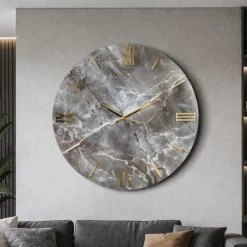 Orologi Da Parete Moderni-Selezionato da Mazzolaluce Orologio particolare da parete rotondo effetto marmo e oro 60cm