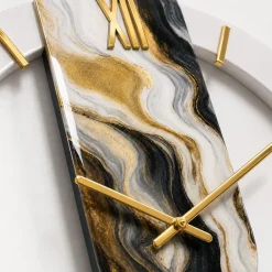 Orologi Da Parete Moderni-Selezionato da Mazzolaluce Orologio particolare da parete rotondo effetto marmorizzato dettagli oro 50cm