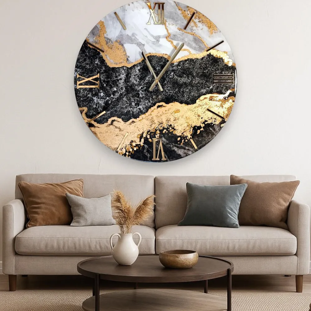 Orologi Da Parete Moderni-Selezionato da Mazzolaluce Orologio prime 100cm grande per parete design effetto marmo