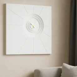 Orologi Da Parete Moderni-Selezionato da Mazzolaluce Orologio quadrato da parete bianco lancette oro in legno moderno