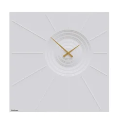 Orologi Da Parete Moderni-Selezionato da Mazzolaluce Orologio quadrato da parete bianco lancette oro in legno moderno