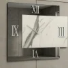 Orologi Da Parete Moderni-Selezionato da Mazzolaluce Orologio quadrato da parete moderno specchio fume' e laminato effetto marmo