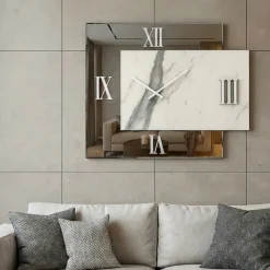 Orologi Da Parete Moderni-Selezionato da Mazzolaluce Orologio quadrato da parete moderno specchio fume' e laminato effetto marmo