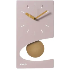 Orologi Da Parete Moderni-Selezionato da Mazzolaluce Orologio rettangolare da parete color gelso con pendolo dorato