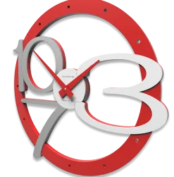 Orologi Da Parete Moderni-Selezionato da Mazzolaluce Orologio rosso da parete moderno in legno traforato