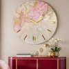 Orologi Da Parete Moderni-Selezionato da Mazzolaluce Orologio rosy 40cm effetto marmo rosa oro moderno