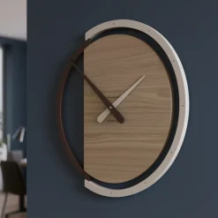 Orologi Da Parete Moderni-Selezionato da Mazzolaluce Orologio rotondo da muro moderno legno noce e cioccolato