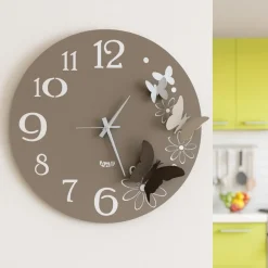 Orologi Da Parete Moderni-Selezionato da Mazzolaluce Orologio rotondo da muro moderno farfalle sabbia e bronzo