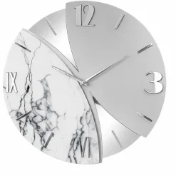 Orologi Da Parete Moderni-Selezionato da Mazzolaluce Orologio rotondo da parete design particolare effetto marmo grigio