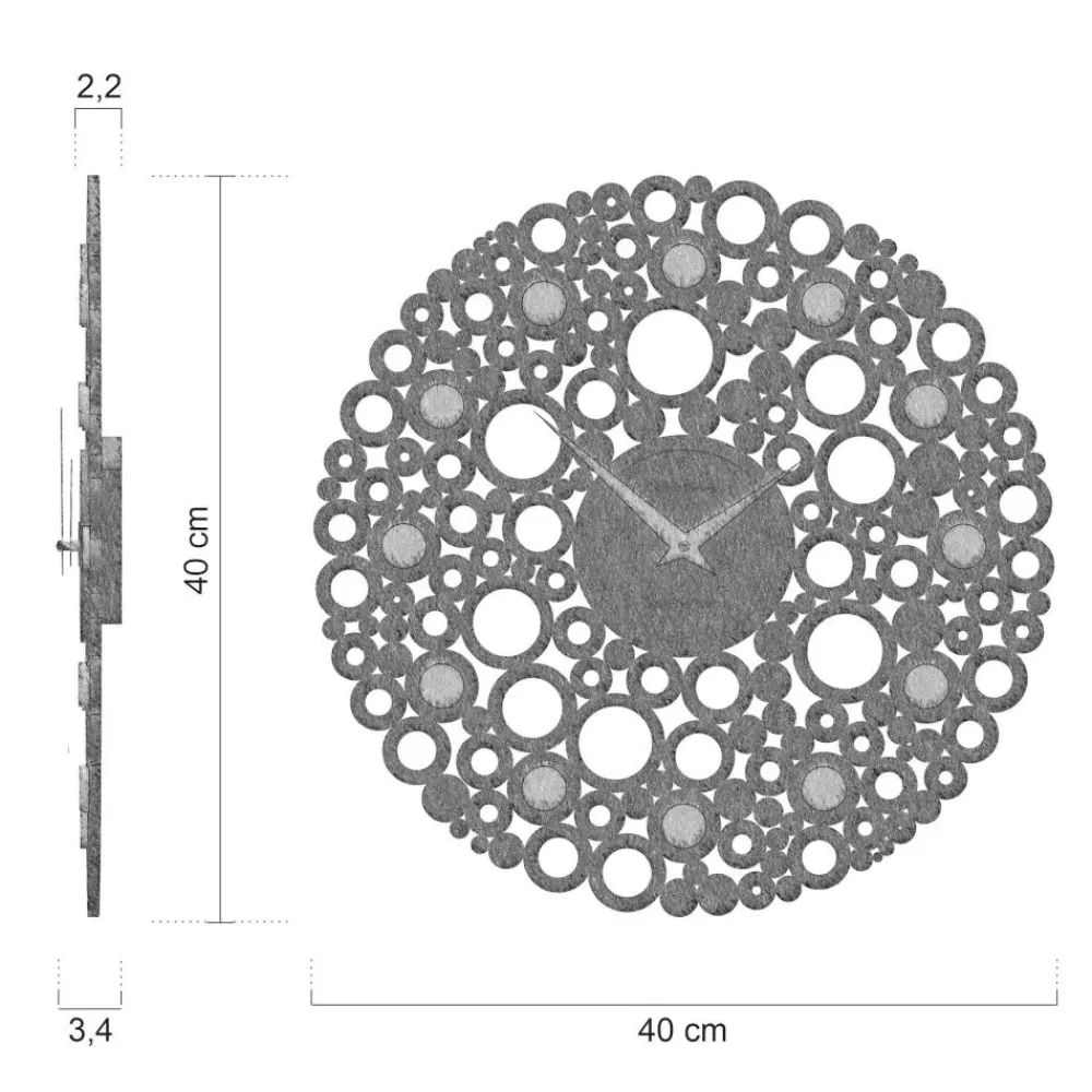 Orologi Da Parete Moderni-Selezionato da Mazzolaluce Orologio rotondo da parete design legno nero traforato