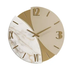 Orologi Da Parete Moderni-Selezionato da Mazzolaluce Orologio rotondo da parete design particolare dettagli foglia oro effetto marmo
