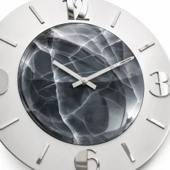 Orologi Da Parete Moderni-Selezionato da Mazzolaluce Orologio rotondo da parete effetto marmorizzato foglia argento 70cm