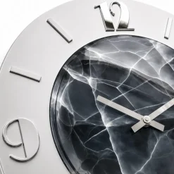 Orologi Da Parete Moderni-Selezionato da Mazzolaluce Orologio rotondo da parete effetto marmorizzato foglia argento 70cm