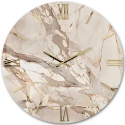 Orologi Da Parete Moderni-Selezionato da Mazzolaluce Orologio rotondo da parete effetto marmo dettagli goglia oro 40cm