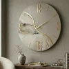 Orologi Da Parete Moderni-Selezionato da Mazzolaluce Orologio rotondo da parete moderno effetto marmo dettagli oro 50cm