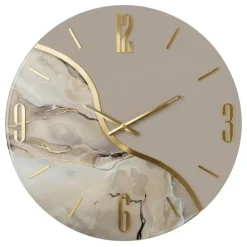 Orologi Da Parete Moderni-Selezionato da Mazzolaluce Orologio rotondo da parete moderno effetto marmo dettagli oro 50cm