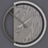 Orologi Da Parete Moderni-Selezionato da Mazzolaluce Orologio rotondo da parete moderno legno grigio e lino
