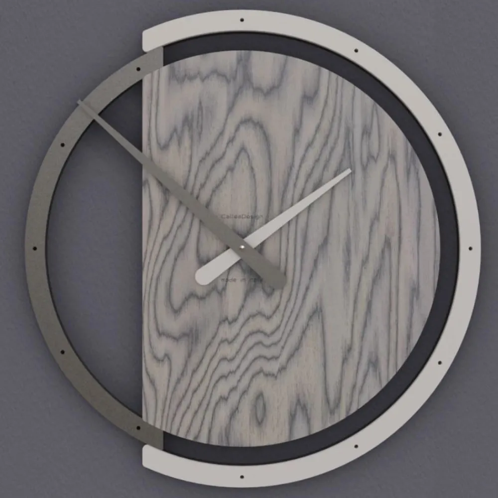 Orologi Da Parete Moderni-Selezionato da Mazzolaluce Orologio rotondo da parete moderno legno grigio e lino