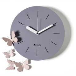 Orologi Da Parete Moderni-Selezionato da Mazzolaluce Orologio rotondo da parete moderno farfalle color gelso