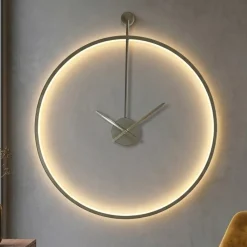 Orologi Da Parete Moderni-Selezionato da Mazzolaluce Orologio rotondo da parete tortora moderno retroilluminato 60cm