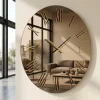 Orologi Da Parete Moderni-Selezionato da Mazzolaluce Orologio rotondo moderno 80cm specchio bronzo e numeri foglia oro