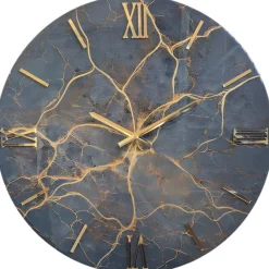 Orologi Da Parete Moderni-Selezionato da Mazzolaluce Orologio saturno di grandi dimensioni 80cm effetto marmo nero oro