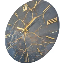 Orologi Da Parete Moderni-Selezionato da Mazzolaluce Orologio saturno di grandi dimensioni 80cm effetto marmo nero oro