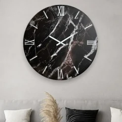 Orologi Da Parete Moderni-Selezionato da Mazzolaluce Orologio tondo 60cm per parete resina nero argento moderno