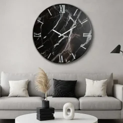 Orologi Da Parete Moderni-Selezionato da Mazzolaluce Orologio tondo 60cm per parete resina nero argento moderno
