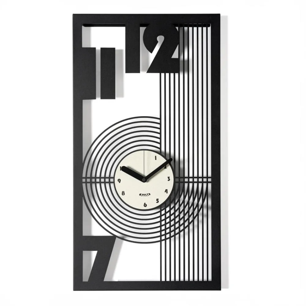 Orologi Da Parete Moderni-Selezionato da Mazzolaluce Orologio verticale da parete design geometrico nero e avorio