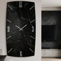 Orologi Da Parete Moderni-Selezionato da Mazzolaluce Orologio verticale da parete 150x80 nero design effetto marmo