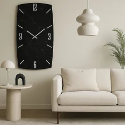 Orologi Da Parete Moderni-Selezionato da Mazzolaluce Orologio verticale da parete 150x80 nero design effetto marmo