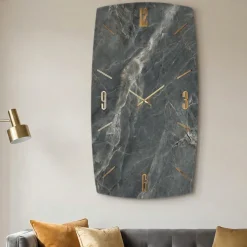 Orologi Da Parete Moderni-Selezionato da Mazzolaluce Orologio verticale 80x150 in resina effetto marmo antracite per salone
