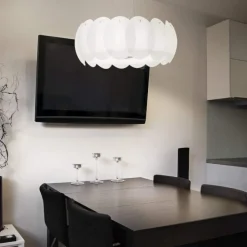 Lampadari Cucina-Ideal Lux Ovalino sp5 lampadario di vetro satinato