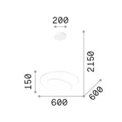 Lampadari Moderni-Ideal Lux Oz oro lampadario moderno led dimmerabile 47w 3000k