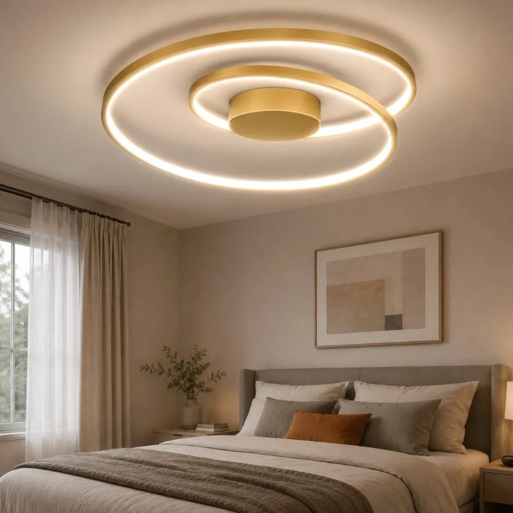 Plafoniere Moderne-Ideal Lux Oz pl dali plafoniera led 3000k dali push dimmerabile ottone
