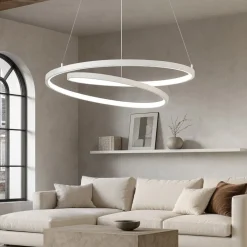 Lampadari Moderni-Ideal Lux Oz sp d80 on-off bianco lampadario per soggiorno moderno led 59w 3000k