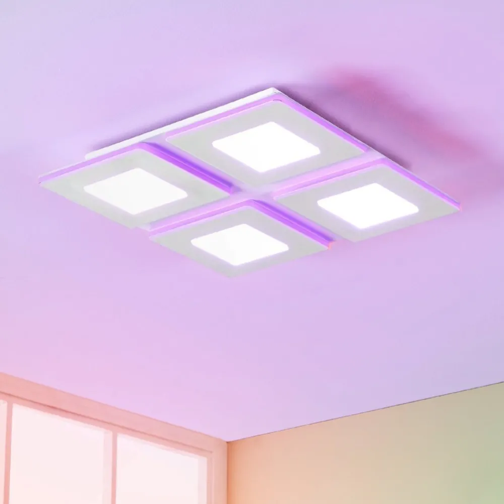 Plafoniere Moderne-Eglo Padrogiano z plafoniera smart moderna quadrata led rgb 2700k a 6500k