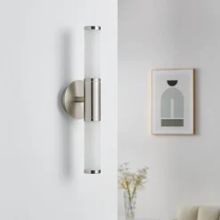 Applique Da Bagno-Eglo Palmera applique da bagno moderno in vetro bianco 2 luci ip44