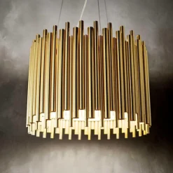 Lampadari Moderni-Ideal Lux Pan sp5 lampadario per salotto moderno cilindro bacchette oro