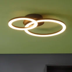 Plafoniere Moderne-Eglo Parrapos z plafoniera moderna 2 luci circolari led da 2700k a 6500k