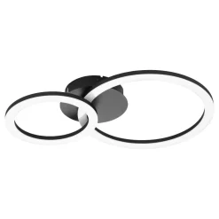 Plafoniere Moderne-Eglo Parrapos z plafoniera moderna 2 luci circolari led da 2700k a 6500k