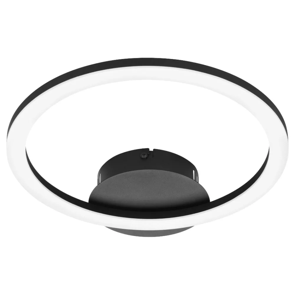 Plafoniere Moderne-Eglo Parrapos z plafoniera moderna nera tonda led da 2700k a 6500k