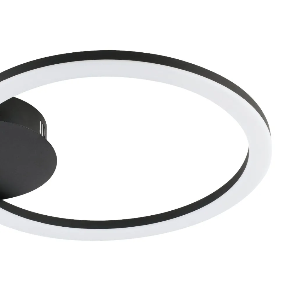 Plafoniere Moderne-Eglo Parrapos z plafoniera moderna nera tonda led da 2700k a 6500k