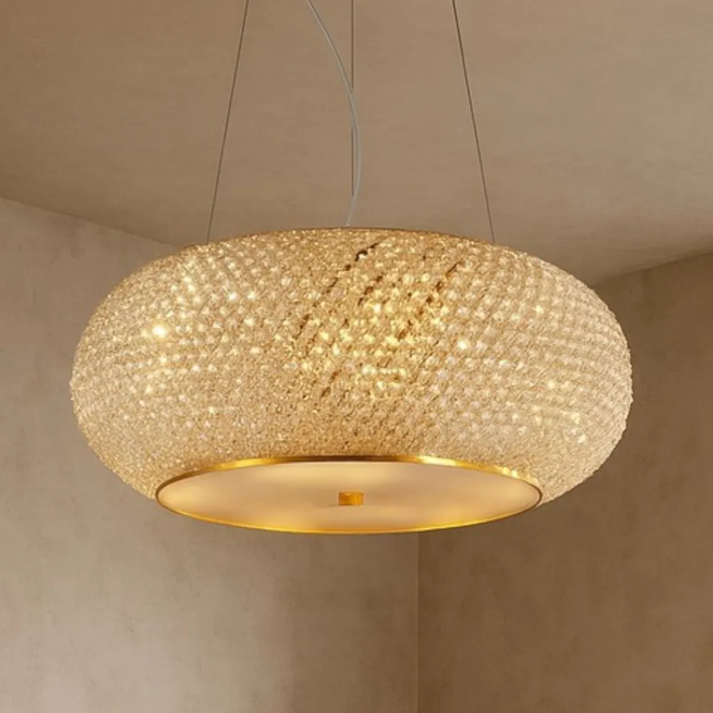 Lampadari Moderni-Ideal Lux Pasha sp6 lampadario finitura dorata e cristalli