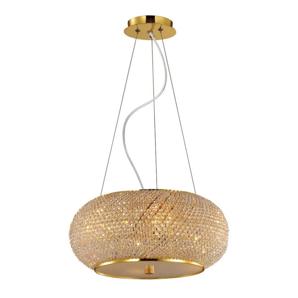 Lampadari Moderni-Ideal Lux Pasha sp6 lampadario finitura dorata e cristalli