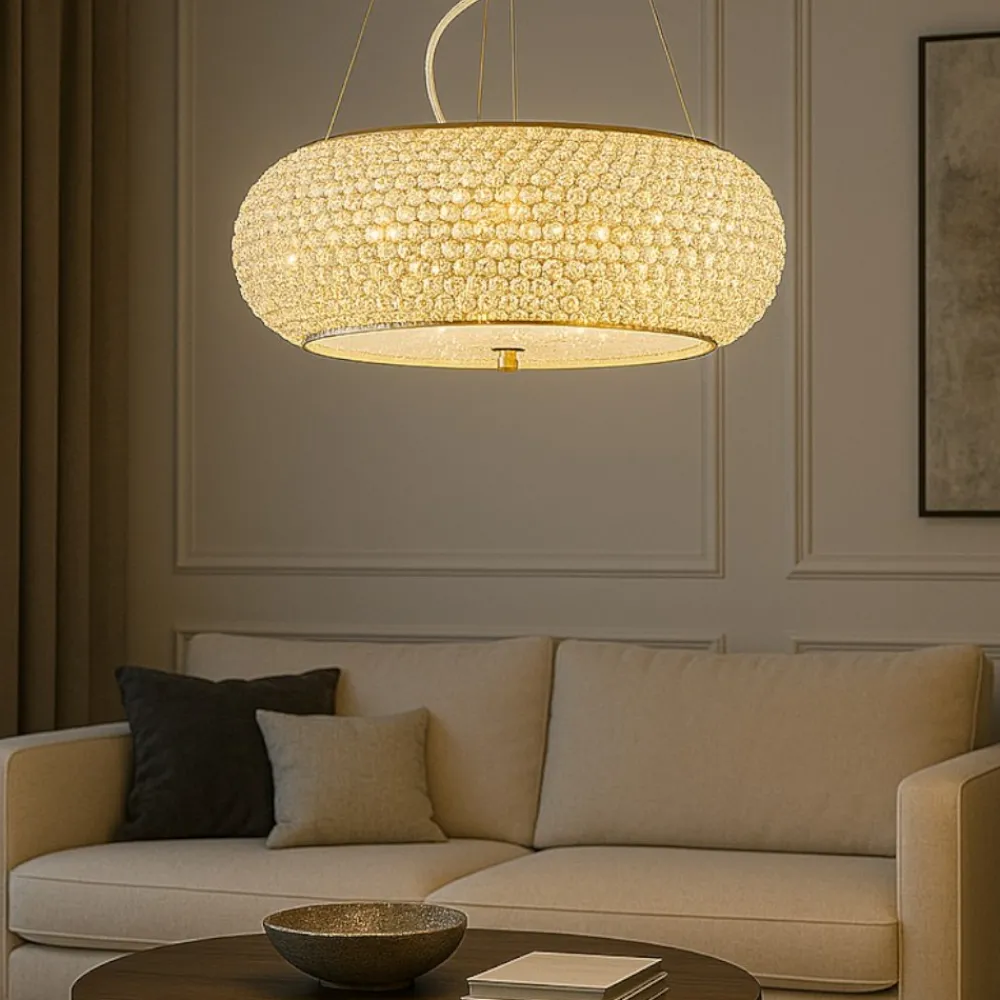 Lampadari Moderni-Ideal Lux Pasha sp6 lampadario finitura dorata e cristalli