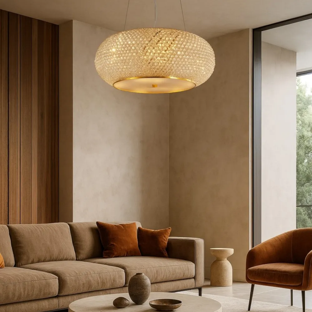 Lampadari Moderni-Ideal Lux Pasha sp6 lampadario finitura dorata e cristalli