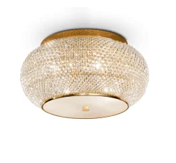 Plafoniere Moderne-Ideal Lux Pasha' pl14 plafoniera oro classica