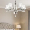 Lampadario Camera Da Letto-Ideal Lux Pegaso sp5 lampadario 5 luci cromo paralumi organza stanza da letto